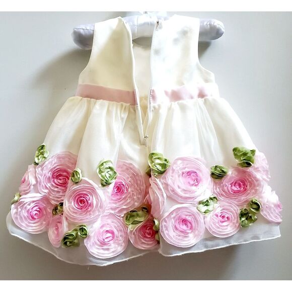 American Princess Dress 6M Tulle Roses-Leaves w/ Matching Cardigan Ivory 60400 - Picture 11 of 14